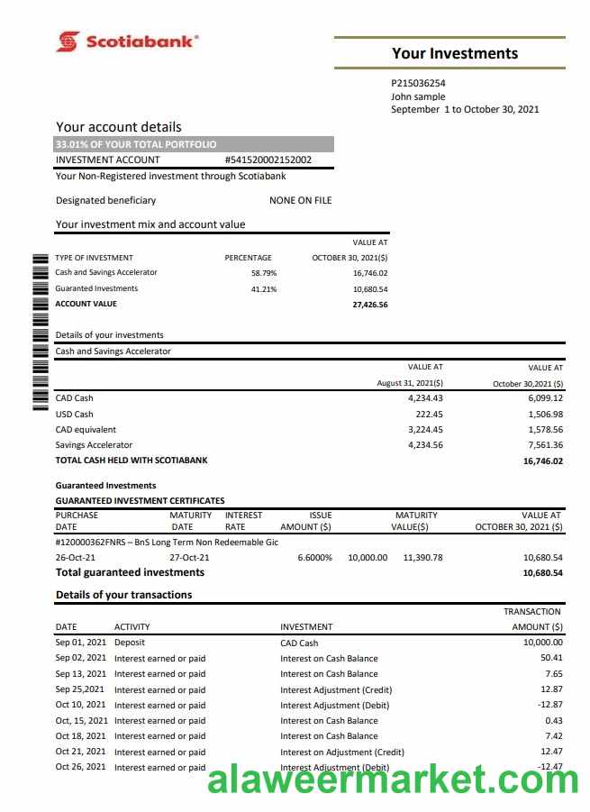 Chile Scotiabank bank statement easy to fill template in Excel and PDF format